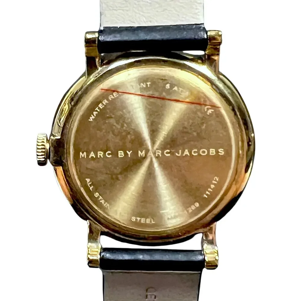 Marc by Marc Jacobs Black Gold Logo 36mm Wristwatch Dainty Luxury Designer